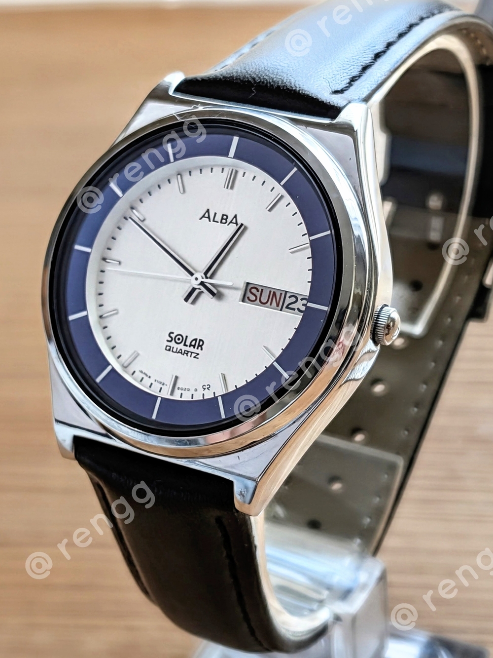 Rare JDM 36mm ALBA Solar Quartz Men's Watch - Silver Case 9mm Thickness